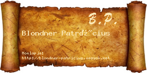 Blondner Patrícius névjegykártya